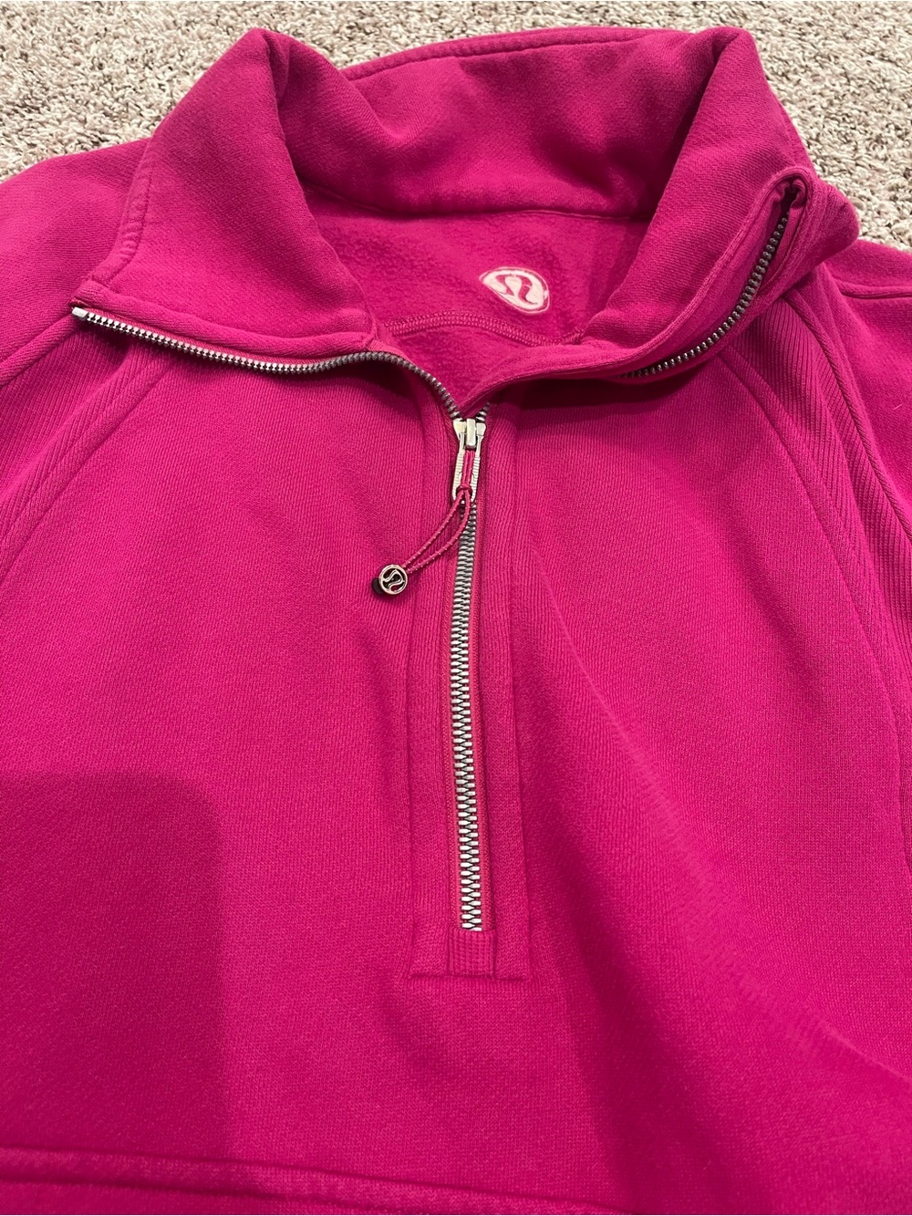 Lululemon Ripened Raspberry Scuba Oversized Funnel-Neck Half Zip *Long Sz M/L - Picture 4 of 7